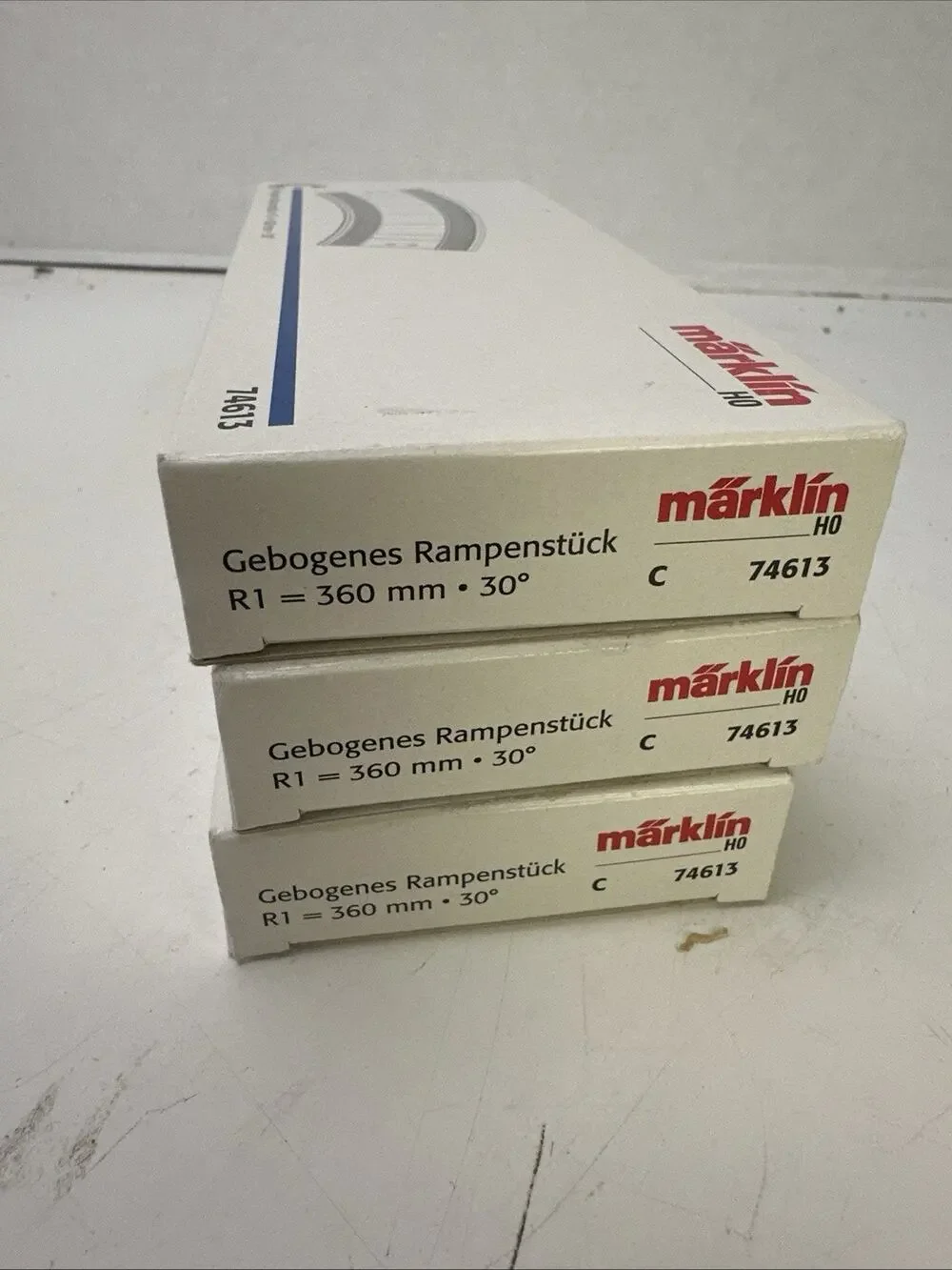 Lot Of 3 Märklin H0 74613 Gebogenes Rampenstück Brücke 360 mm R1 30° 1:87
